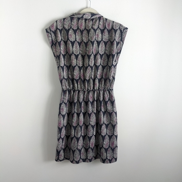 MAISON Jules Leaf Print Dress with Cap Sleeve M - Picture 9 of 13